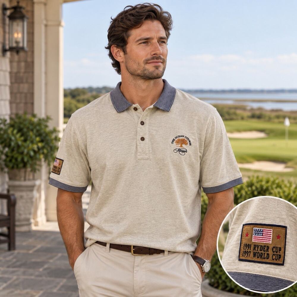 Vintage 1991 Ryder Cup 1997 World Cup Kiawah Ocean Course Golf Polo XL USA